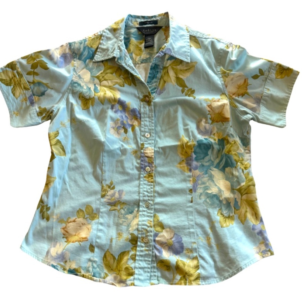 Van Heusen Ladies Button Down Floral Shirt, Size L